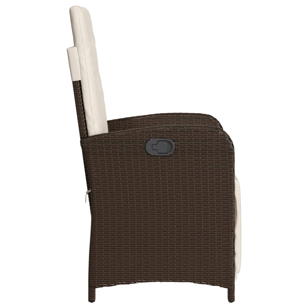 Tuinstoelen 2 st verstelbaar met voetensteun poly rattan bruin