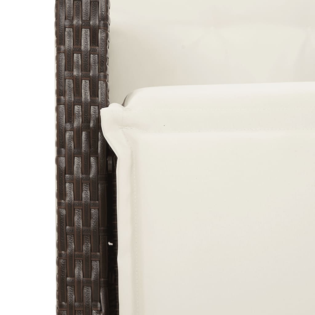 Tuinstoelen 2 st verstelbaar met voetensteun poly rattan bruin