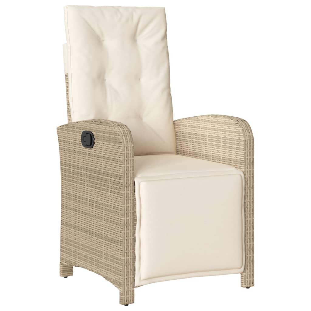 Tuinstoelen 2 st verstelbaar met voetensteun poly rattan beige