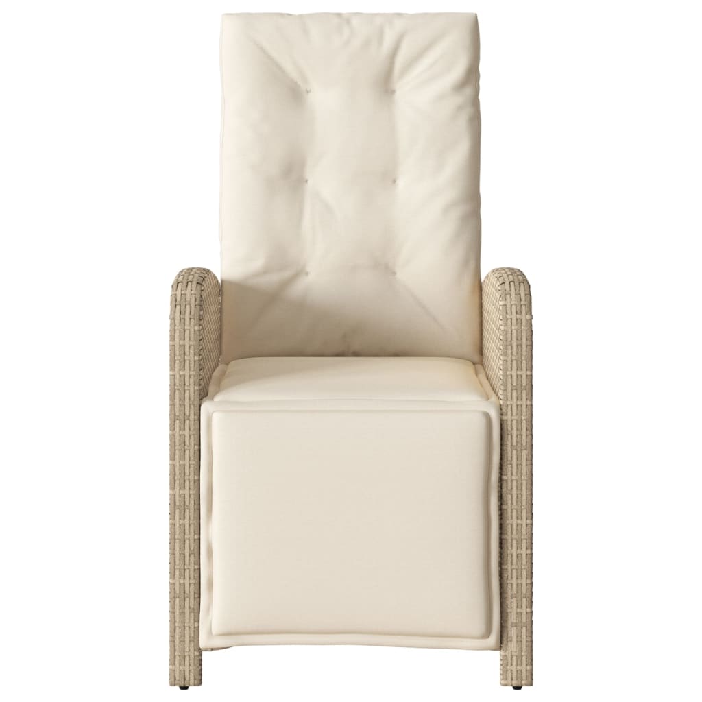 Tuinstoelen 2 st verstelbaar met voetensteun poly rattan beige