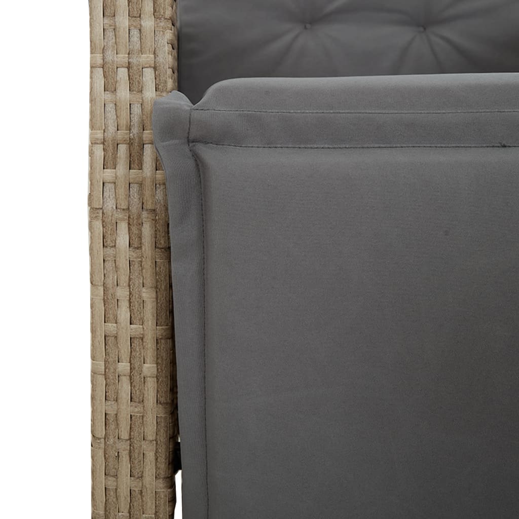Tuinstoelen 2 st verstelbaar voetensteun poly rattan beige mix