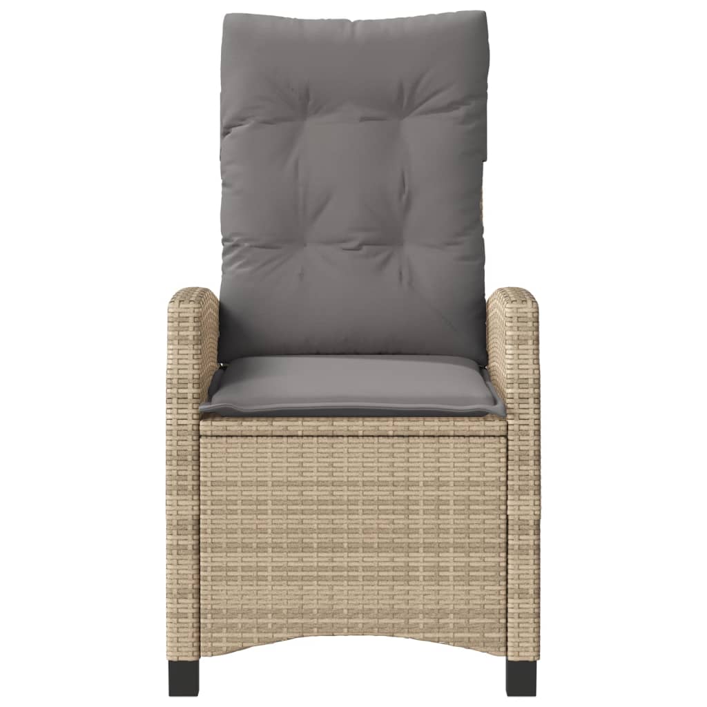 Tuinstoel verstelbaar met kussens poly rattan gemengd beige