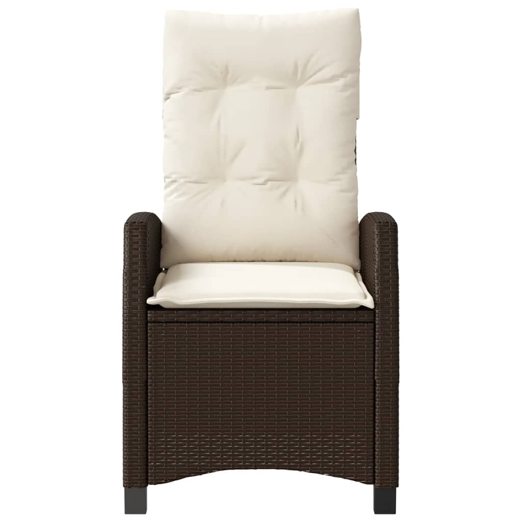 Tuinstoelen 2 st verstelbaar met kussens poly rattan bruin