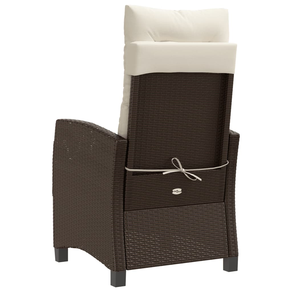 Tuinstoelen 2 st verstelbaar met kussens poly rattan bruin