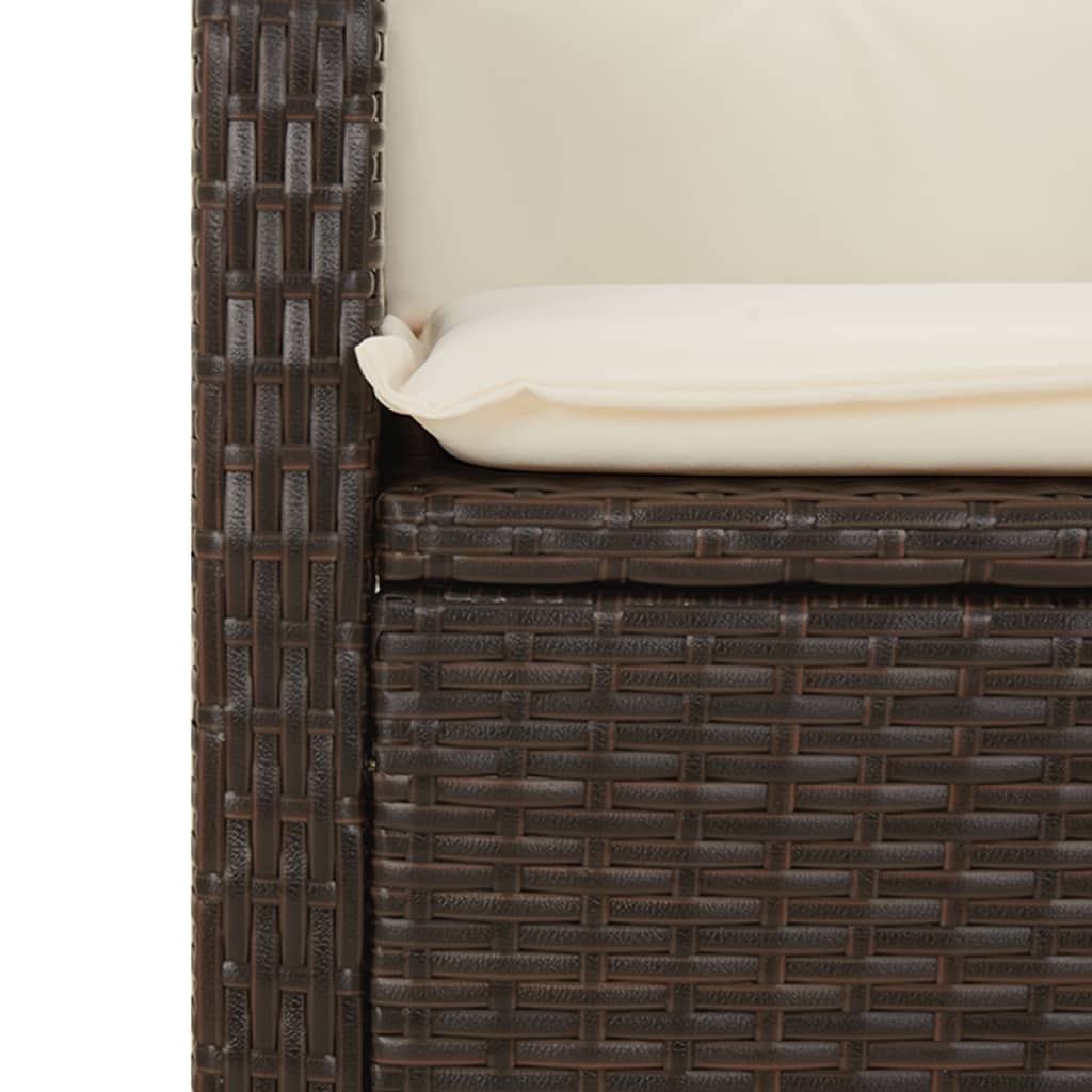 Tuinstoelen 2 st verstelbaar met kussens poly rattan bruin
