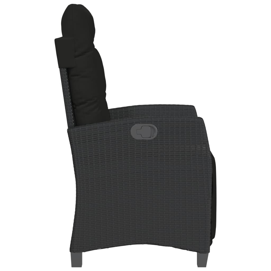 Tuinstoelen 2 st verstelbaar met voetensteun poly rattan zwart