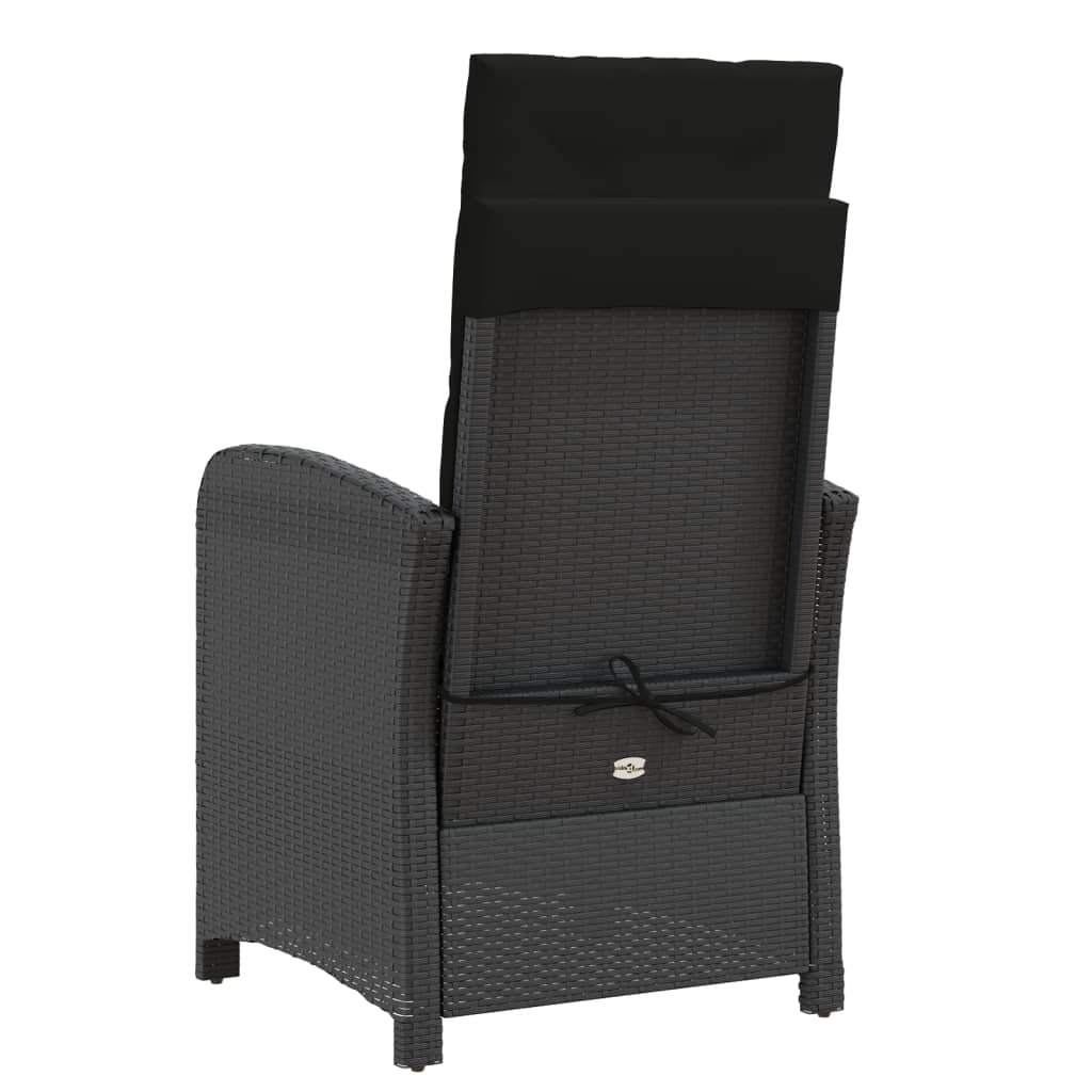 Tuinstoelen 2 st verstelbaar met voetensteun poly rattan zwart
