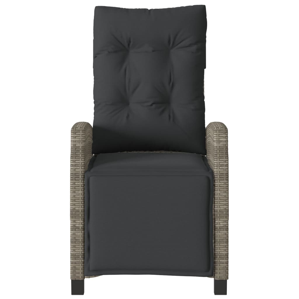 Tuinstoelen 2 st verstelbaar met voetensteun poly rattan grijs