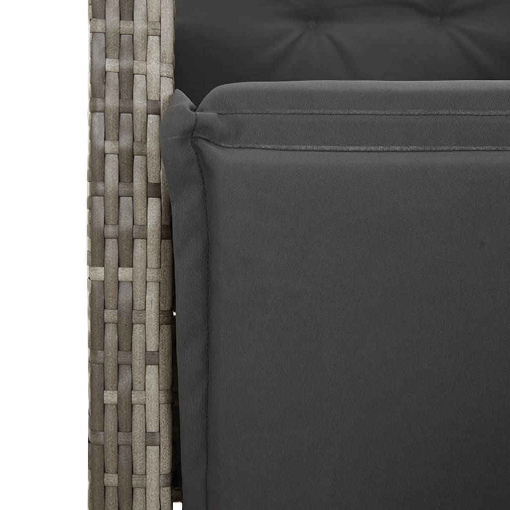 Tuinstoelen 2 st verstelbaar met voetensteun poly rattan grijs