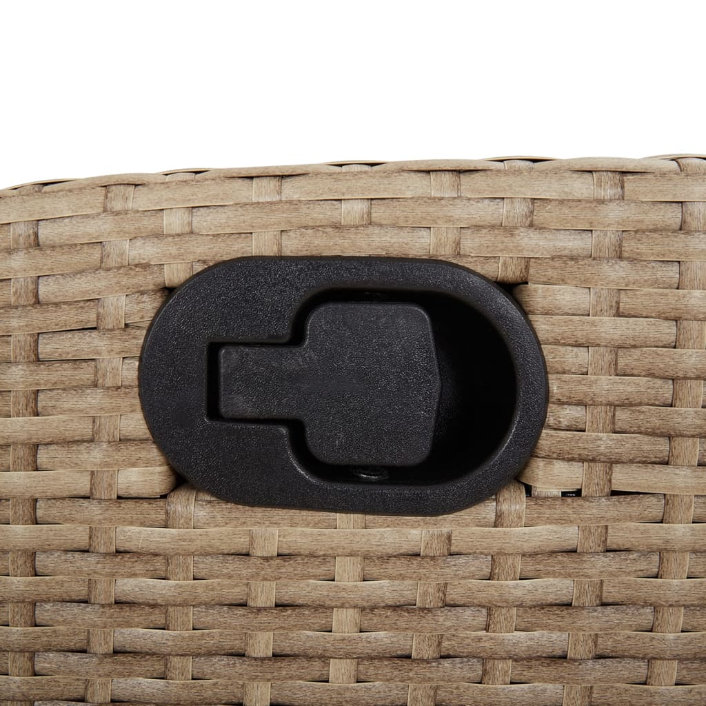 Tuinstoelen 2 st verstelbaar met kussens poly rattan beige