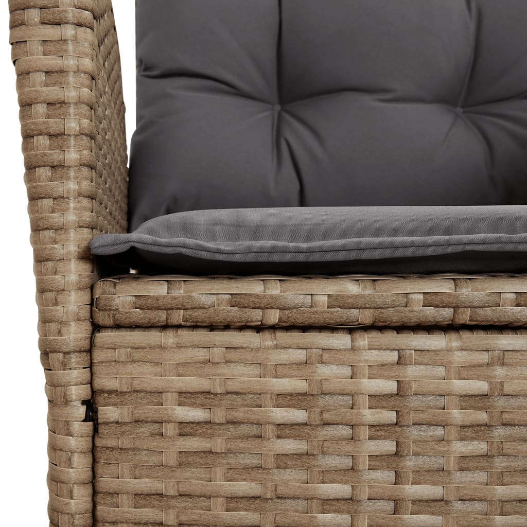 Tuinstoelen 2 st verstelbaar kussens poly rattan gemengd beige