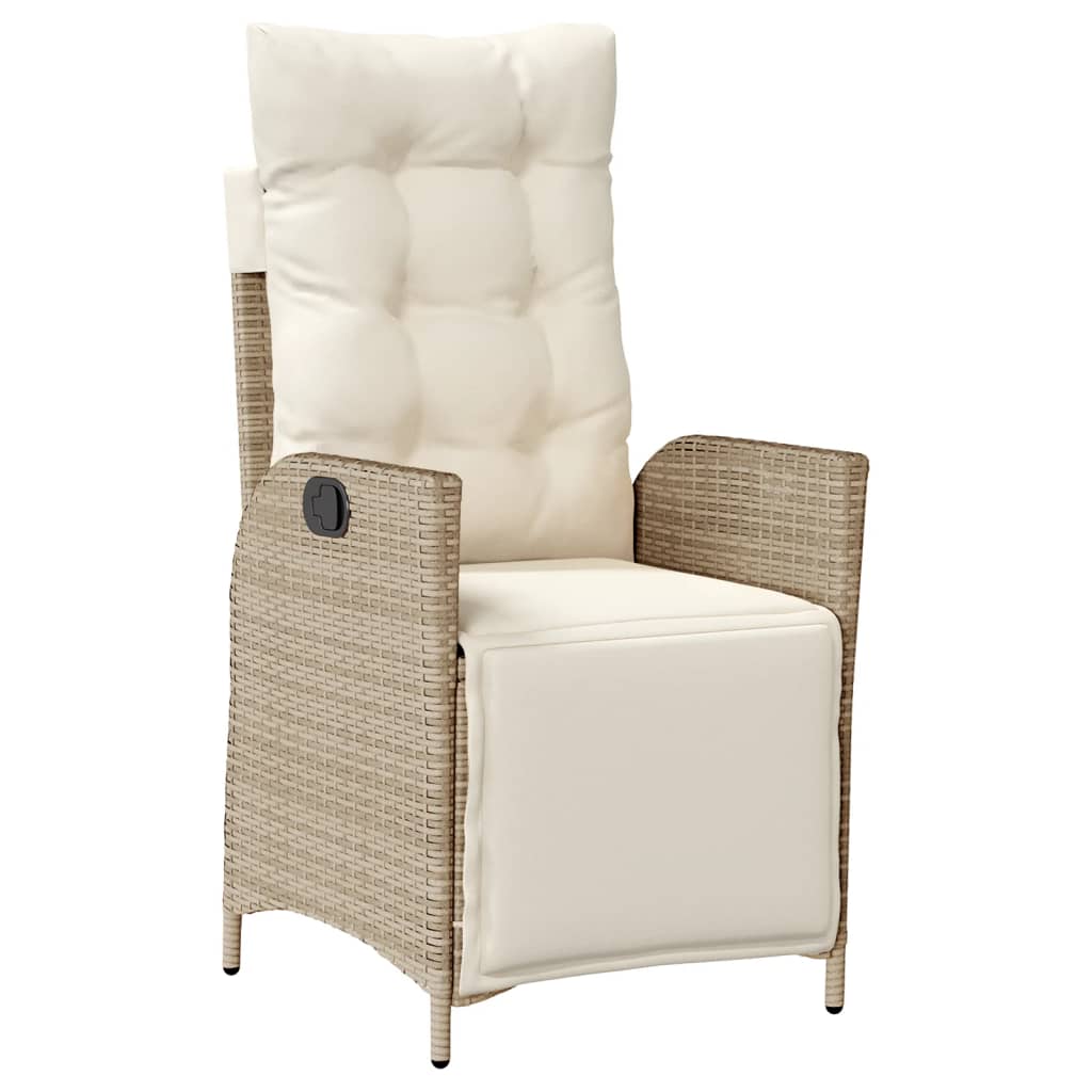 Tuinstoel verstelbaar met voetensteun poly rattan beige