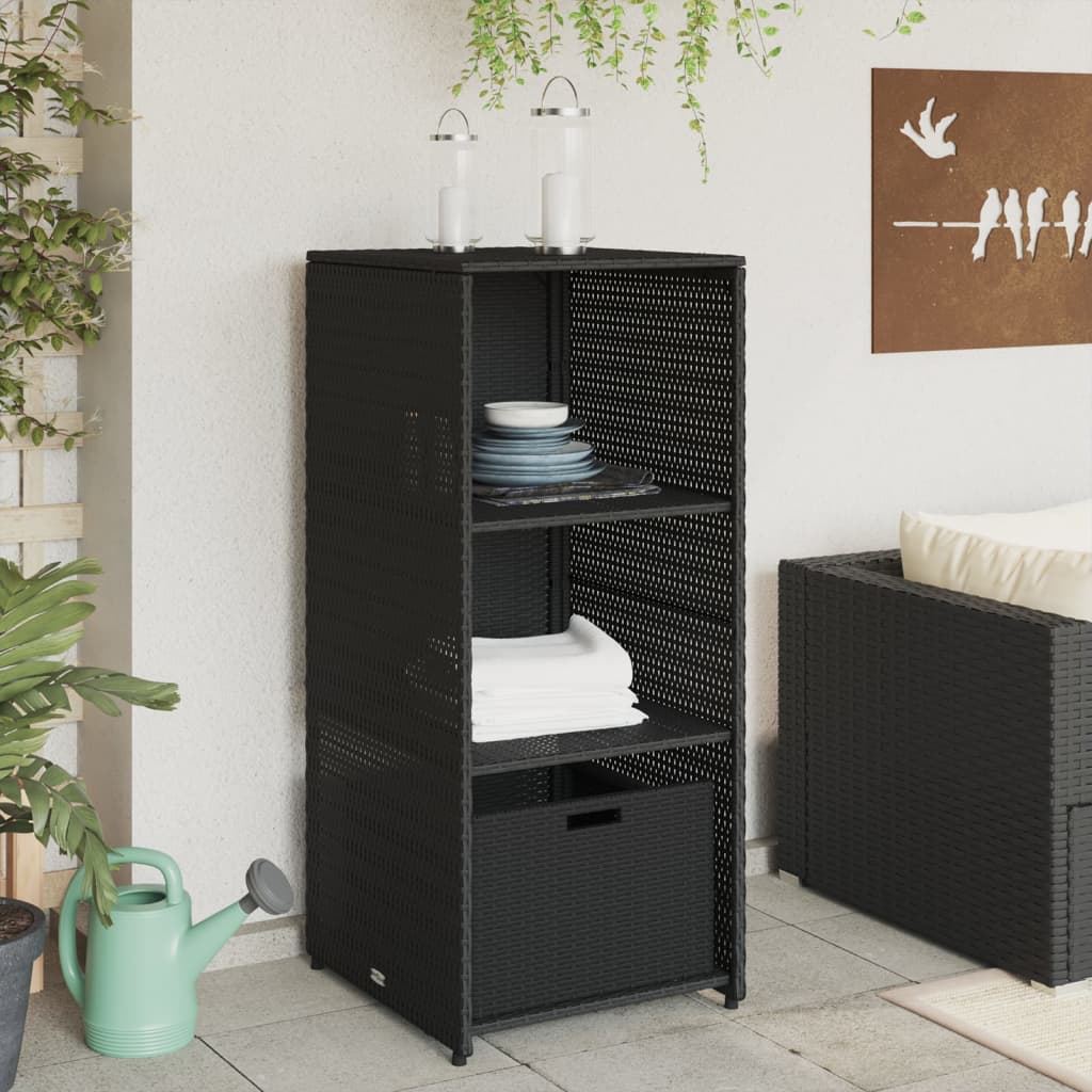 Tuinkast 50x55x115 cm poly rattan zwart