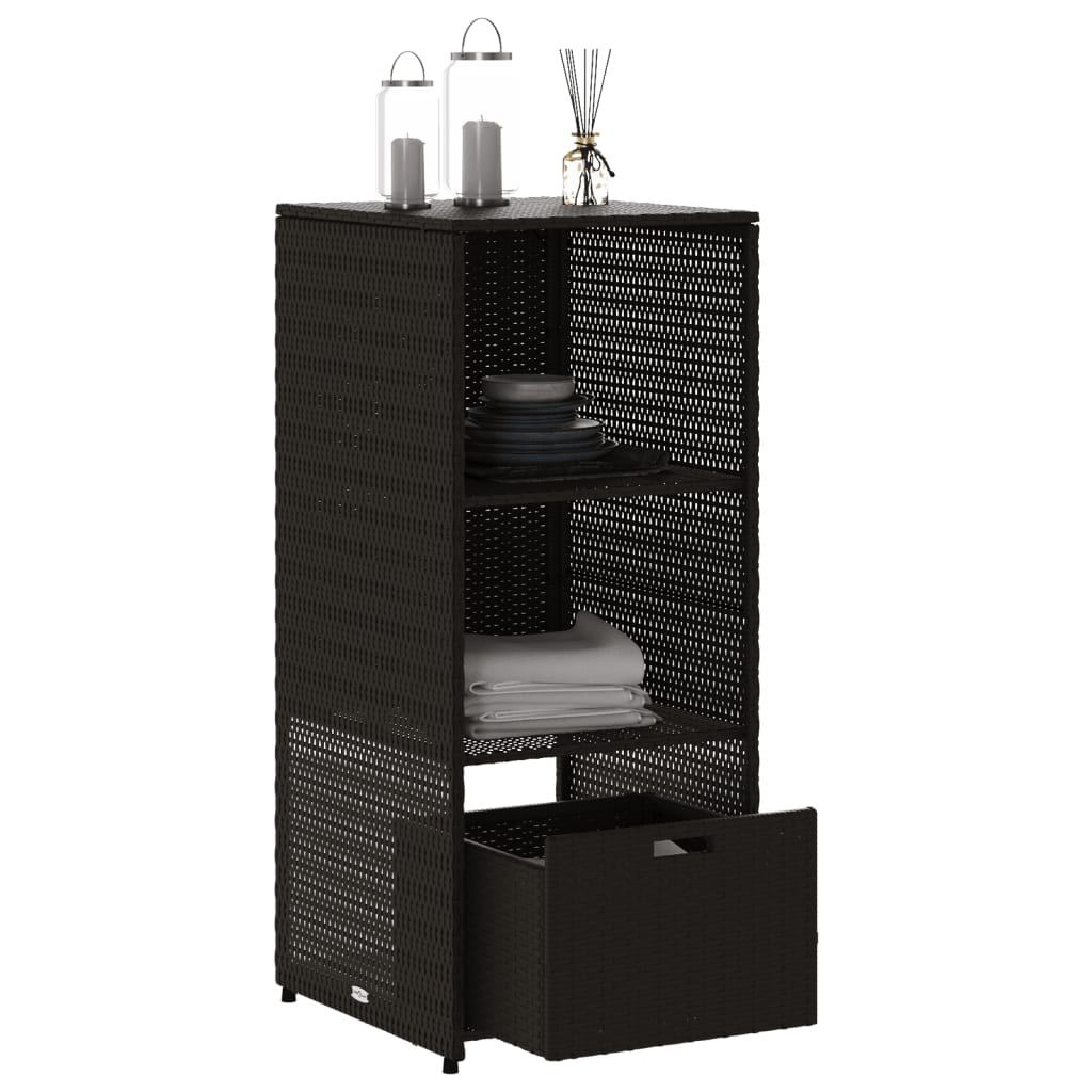 Tuinkast 50x55x115 cm poly rattan zwart