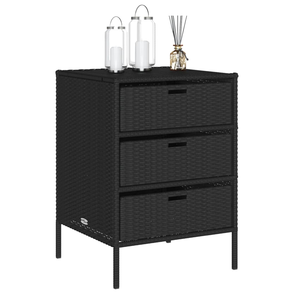 Tuinkast 55x59x80 cm poly rattan zwart