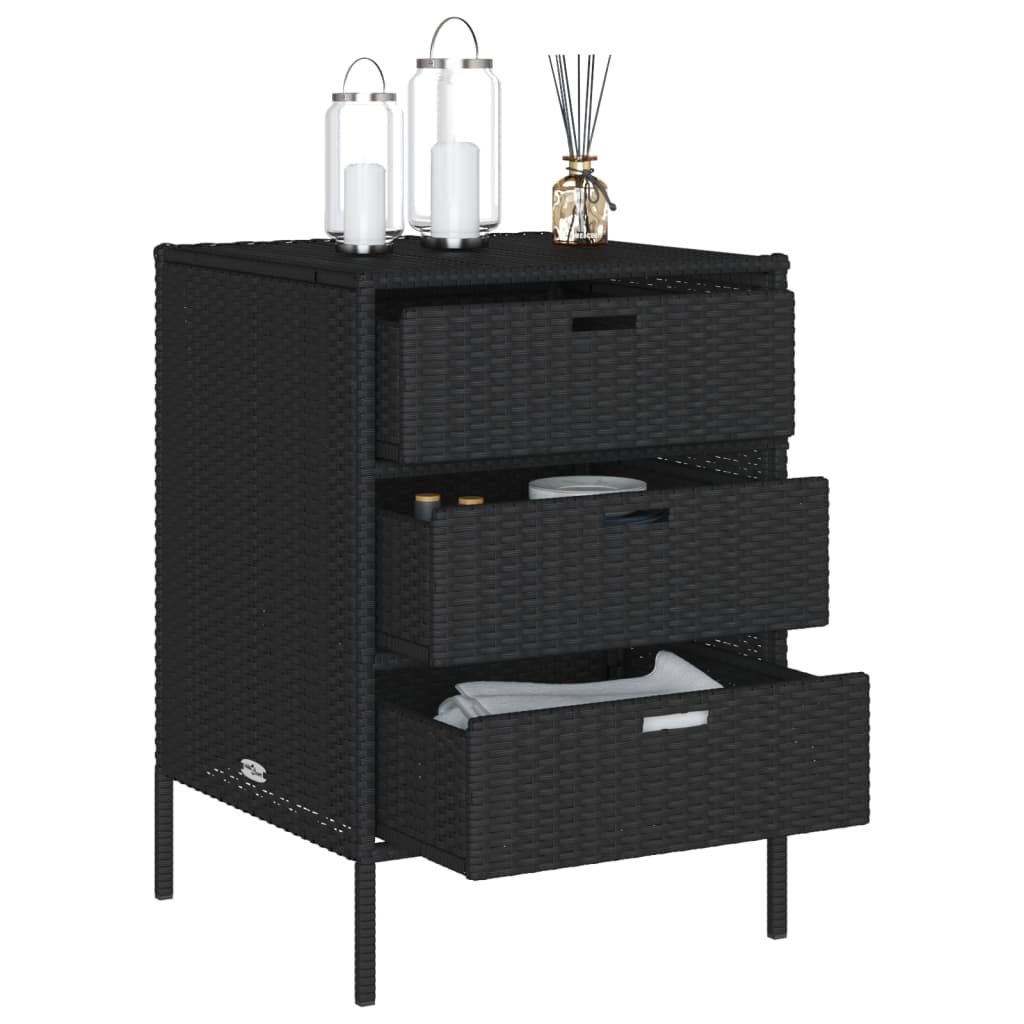 Tuinkast 55x59x80 cm poly rattan zwart