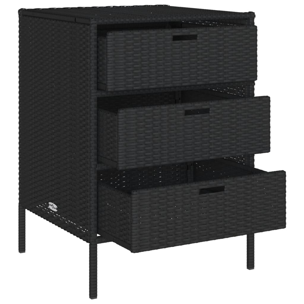Tuinkast 55x59x80 cm poly rattan zwart