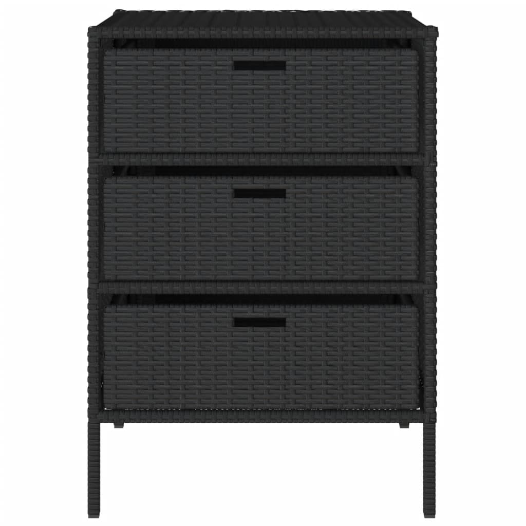Tuinkast 55x59x80 cm poly rattan zwart
