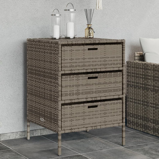 Tuinkast 55x59x80 cm poly rattan grijs
