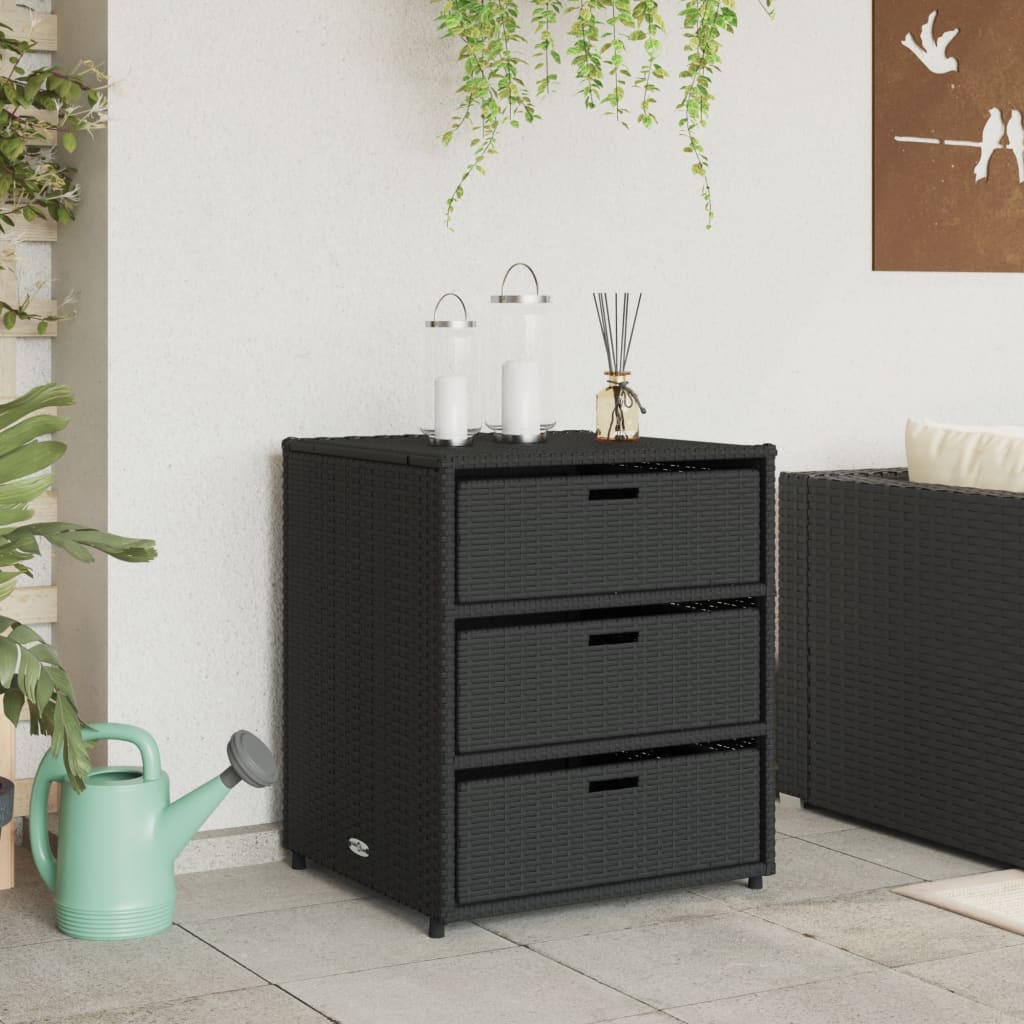 Tuinkast 55x59x69 cm poly rattan zwart