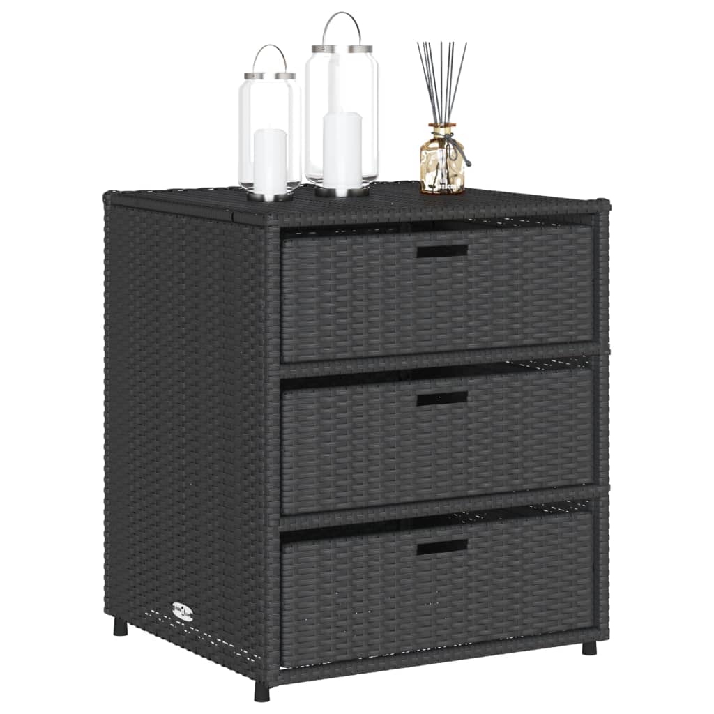 Tuinkast 55x59x69 cm poly rattan zwart