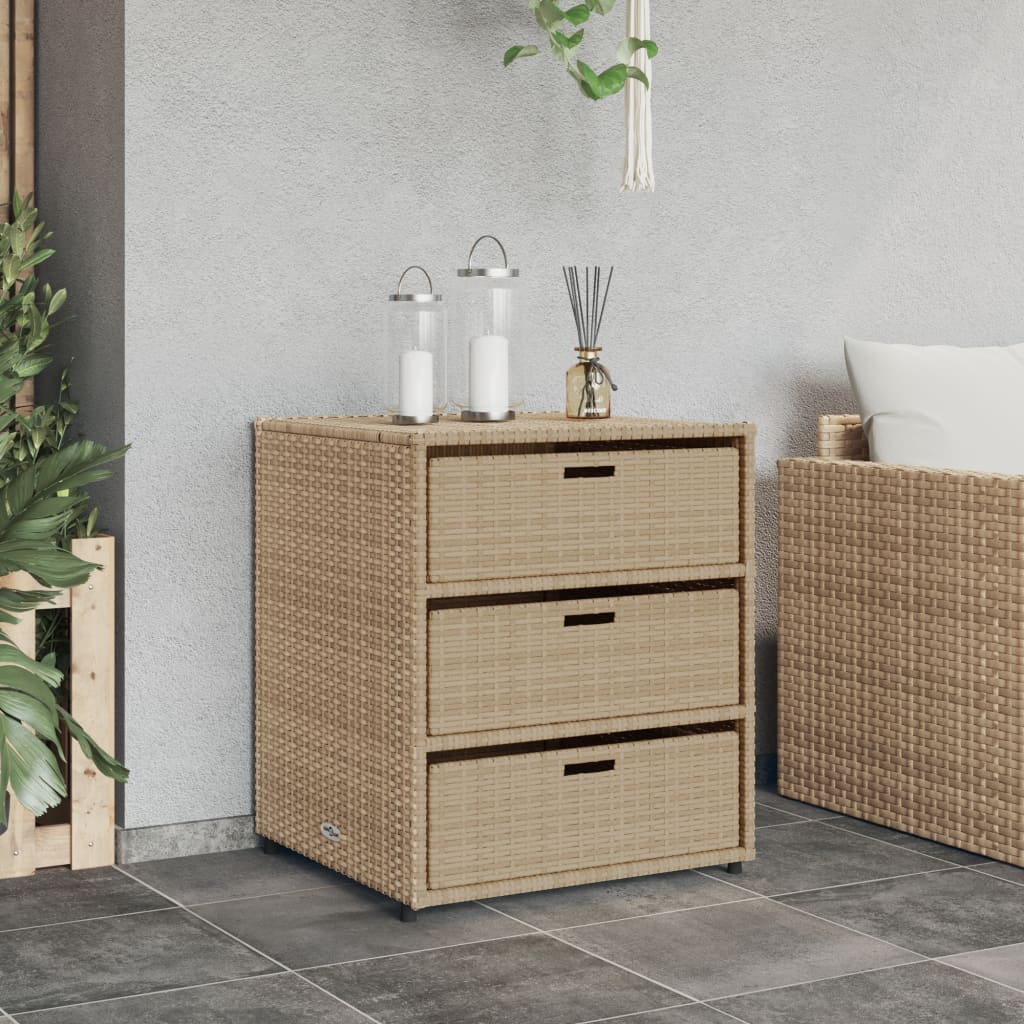 Tuinkast 55x59x69 cm poly rattan beige