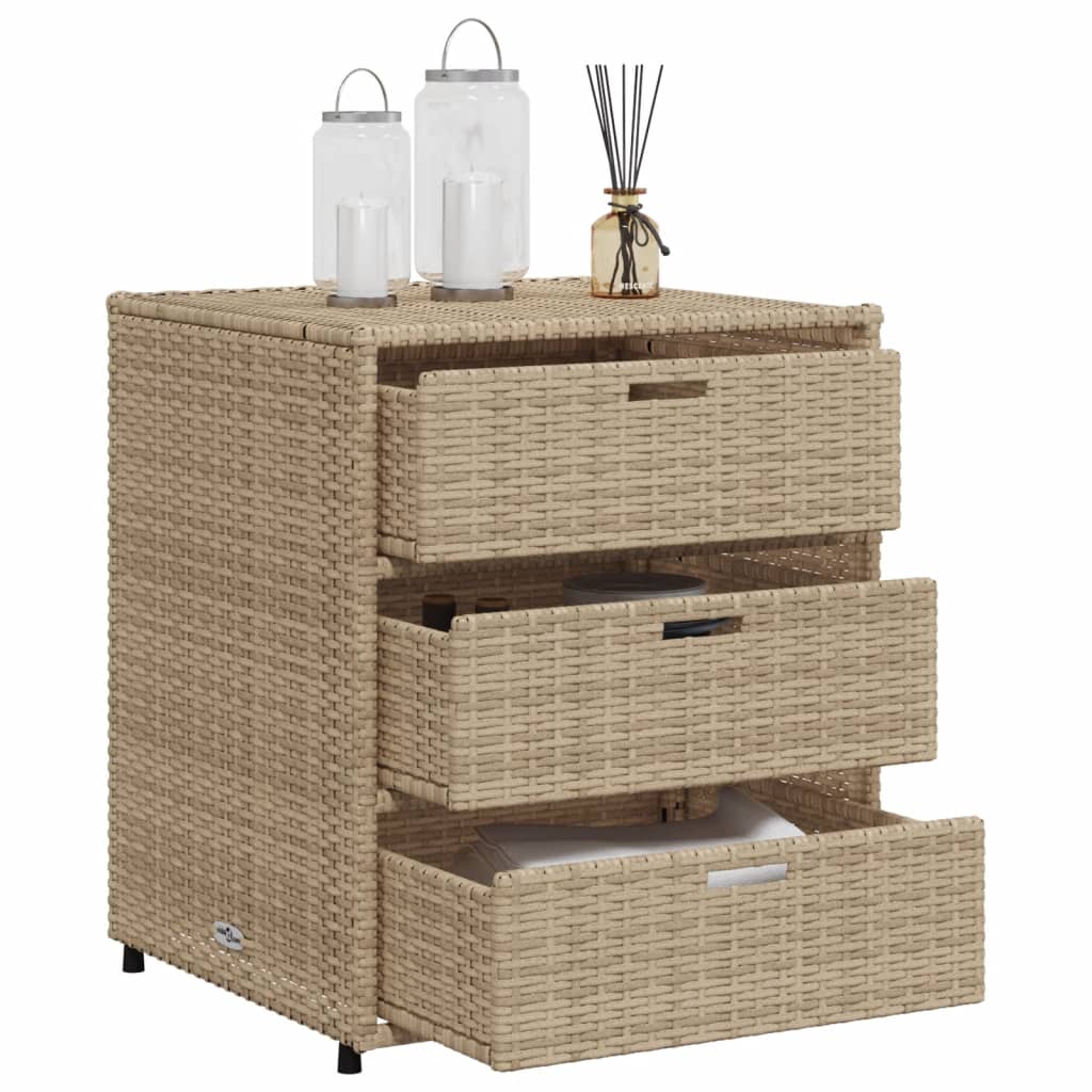 Tuinkast 55x59x69 cm poly rattan beige