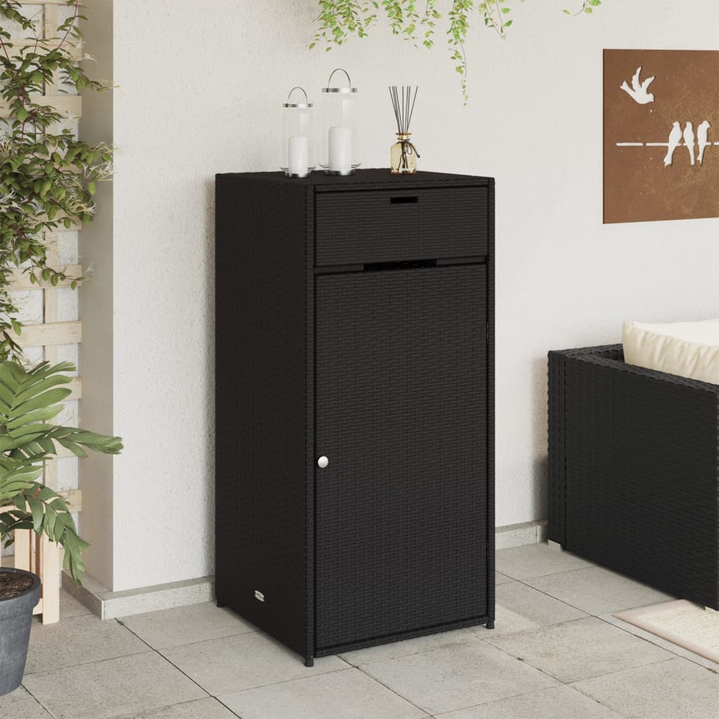 Tuinkast 55x55x111 cm poly rattan zwart