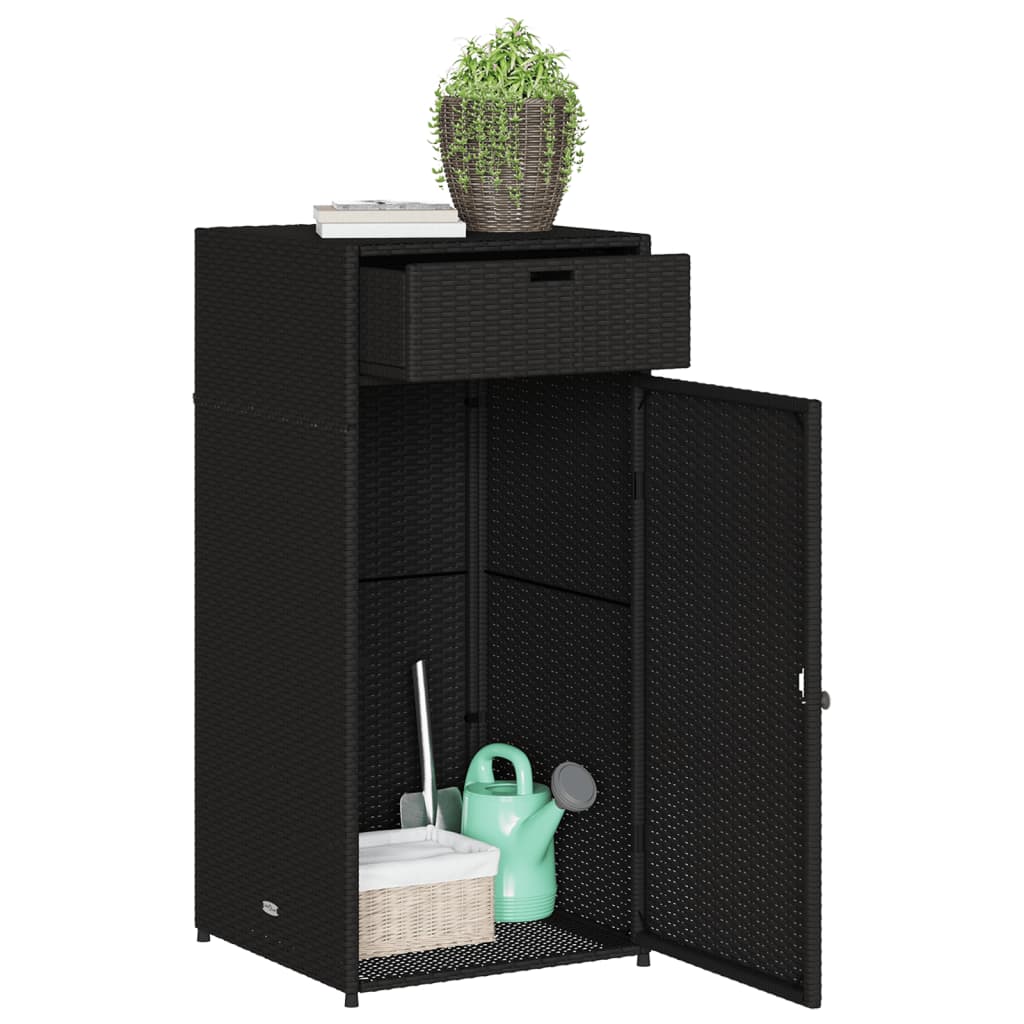 Tuinkast 55x55x111 cm poly rattan zwart