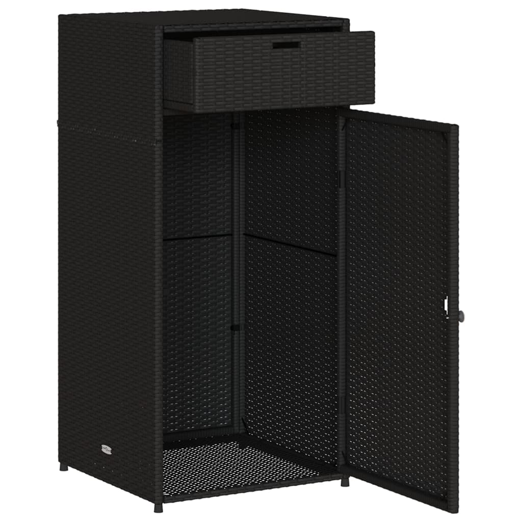 Tuinkast 55x55x111 cm poly rattan zwart