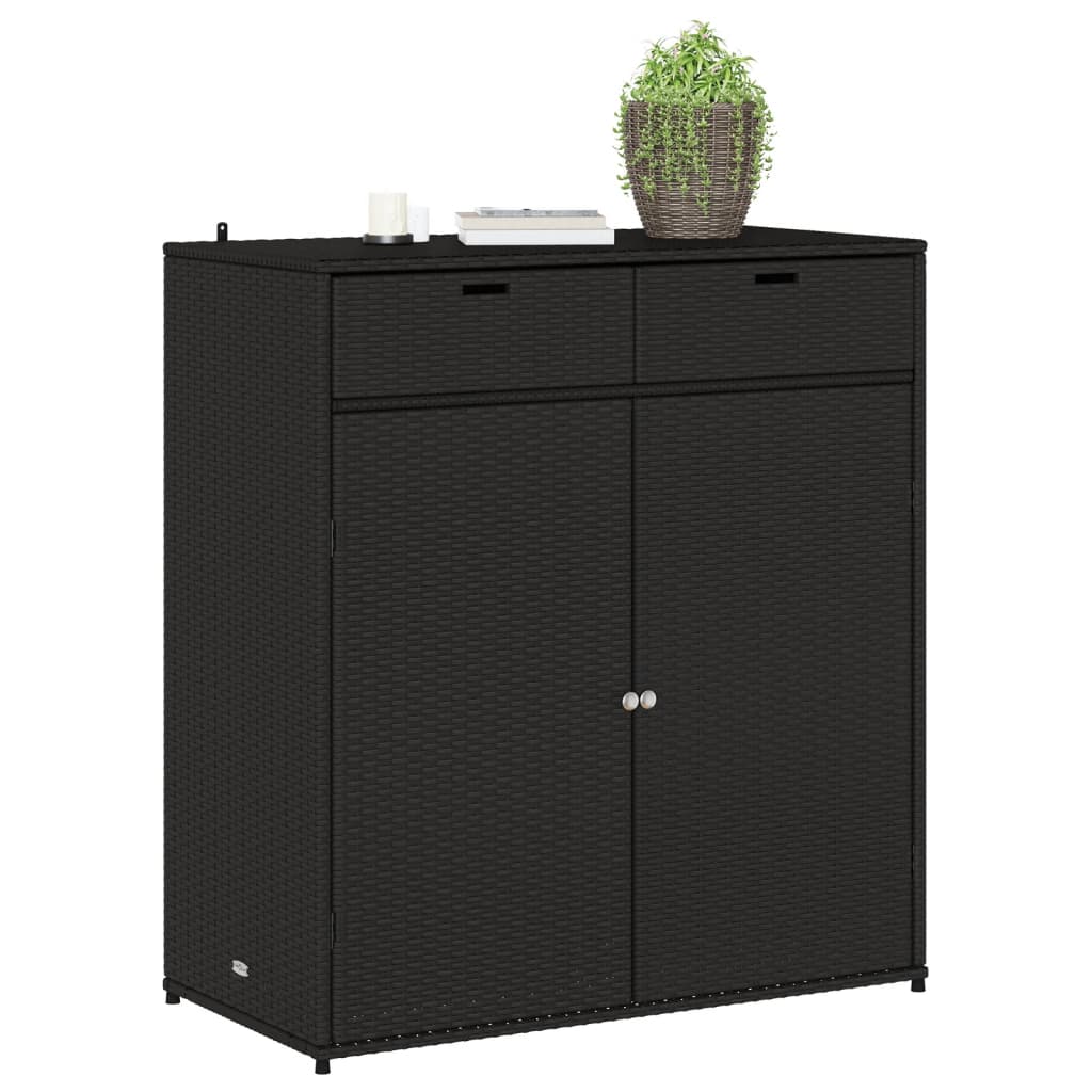 Tuinkast 105x55x113 cm poly rattan zwart