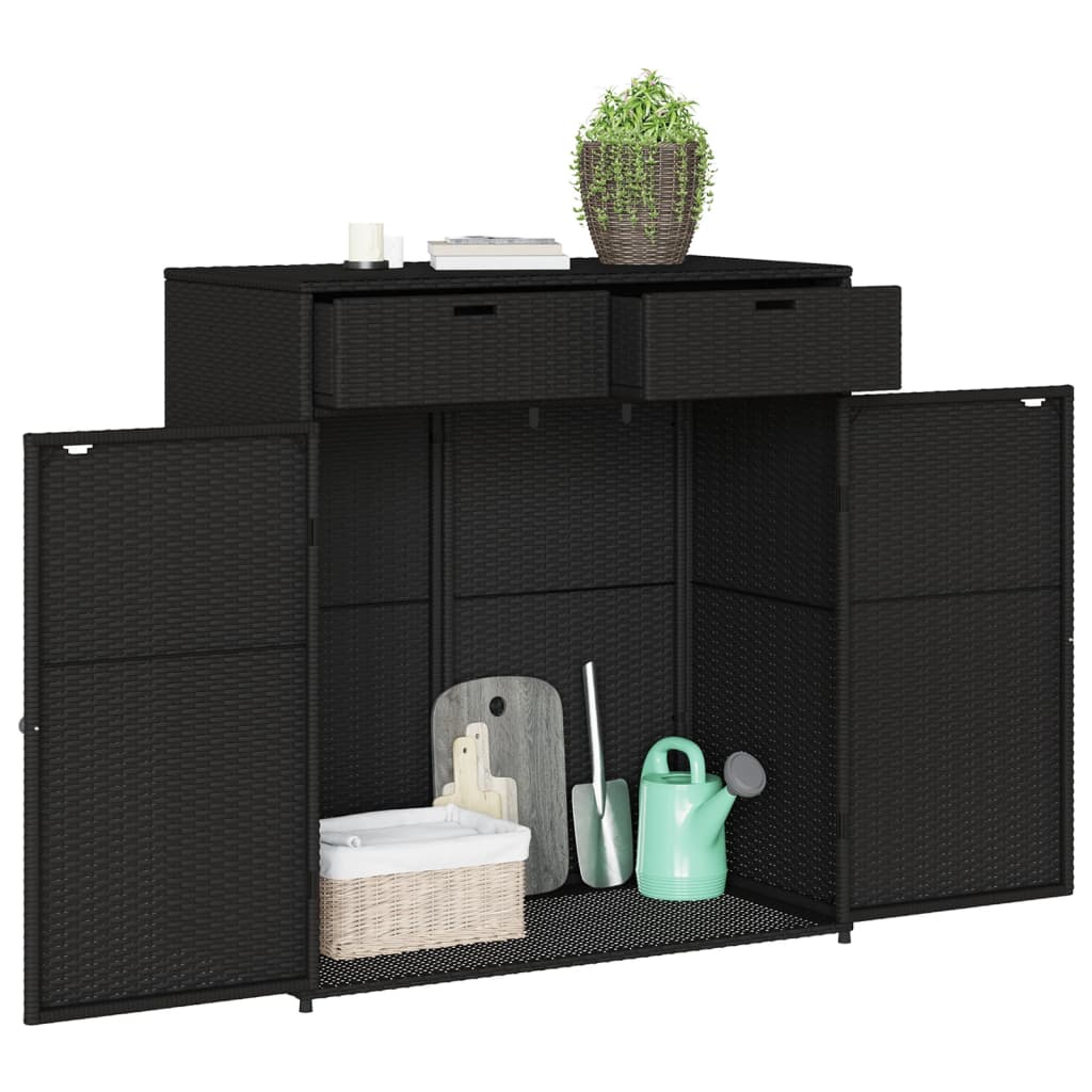Tuinkast 105x55x113 cm poly rattan zwart