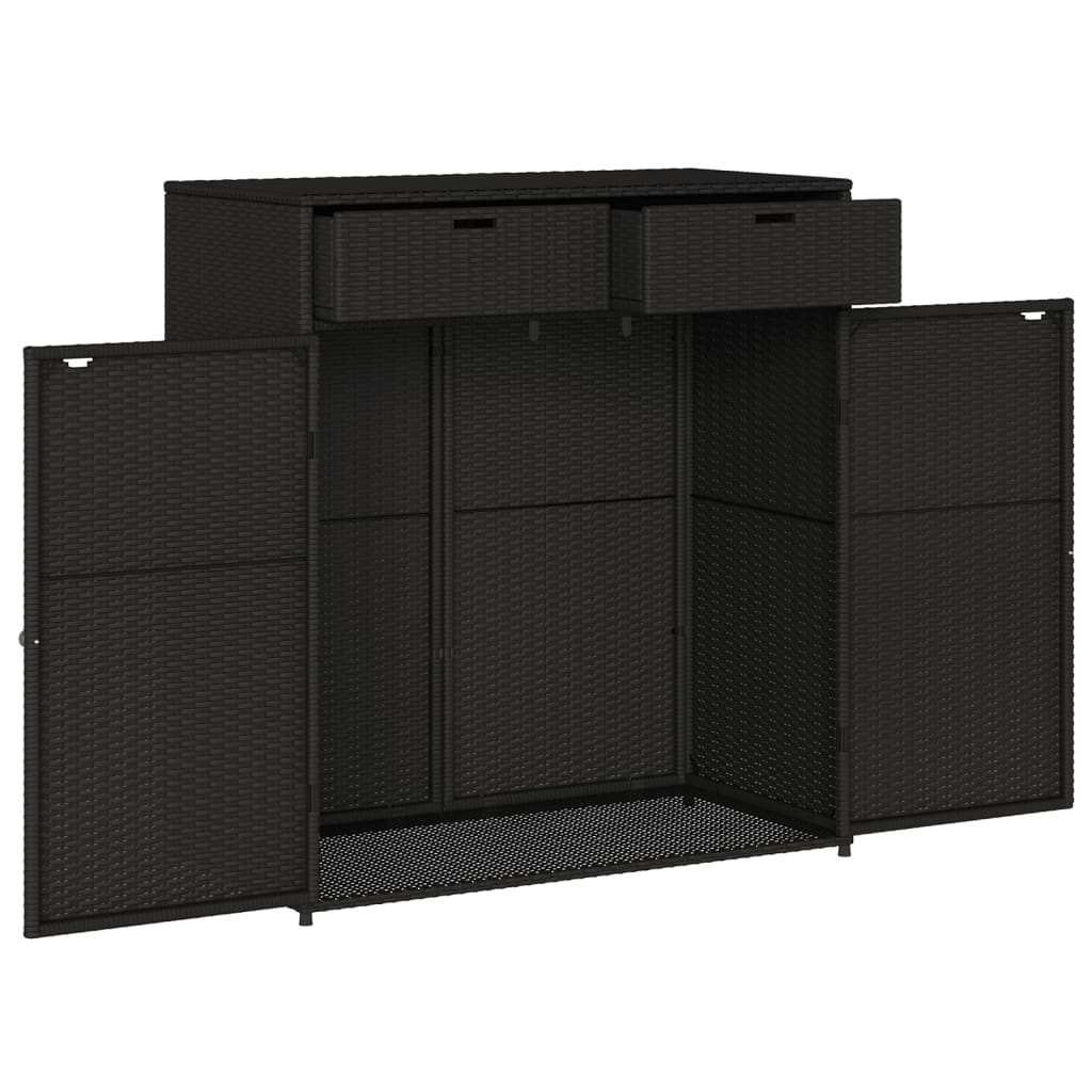 Tuinkast 105x55x113 cm poly rattan zwart