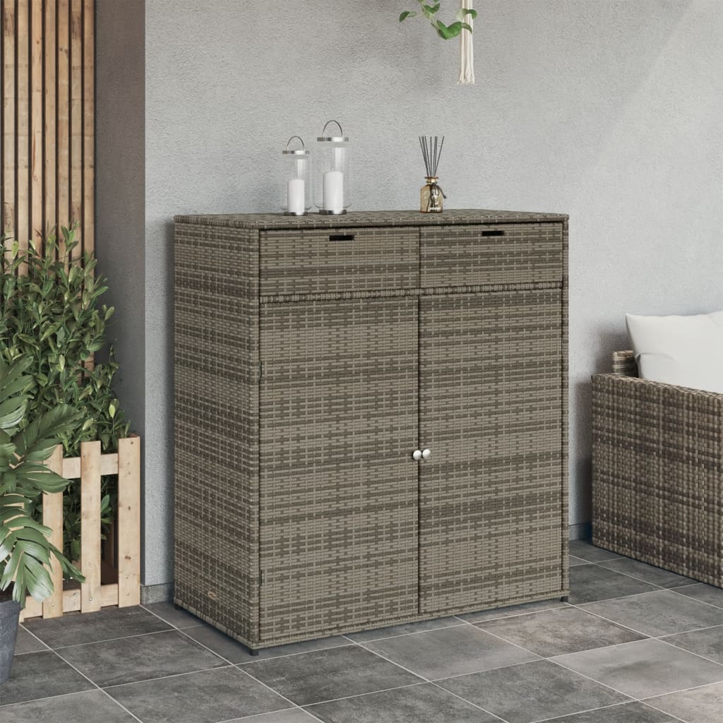 Tuinkast 105x55x113 cm poly rattan grijs
