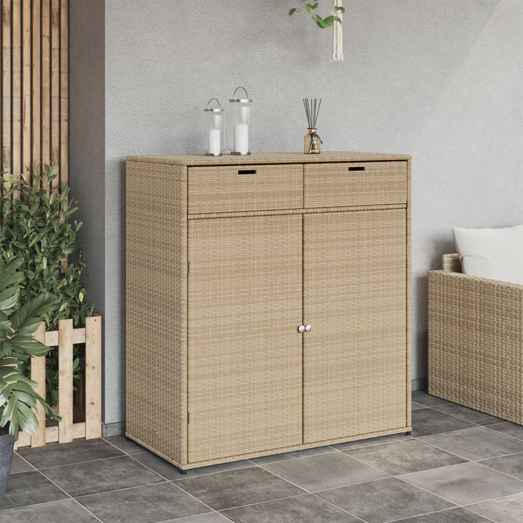 Tuinkast 105x55x113 cm poly rattan beige