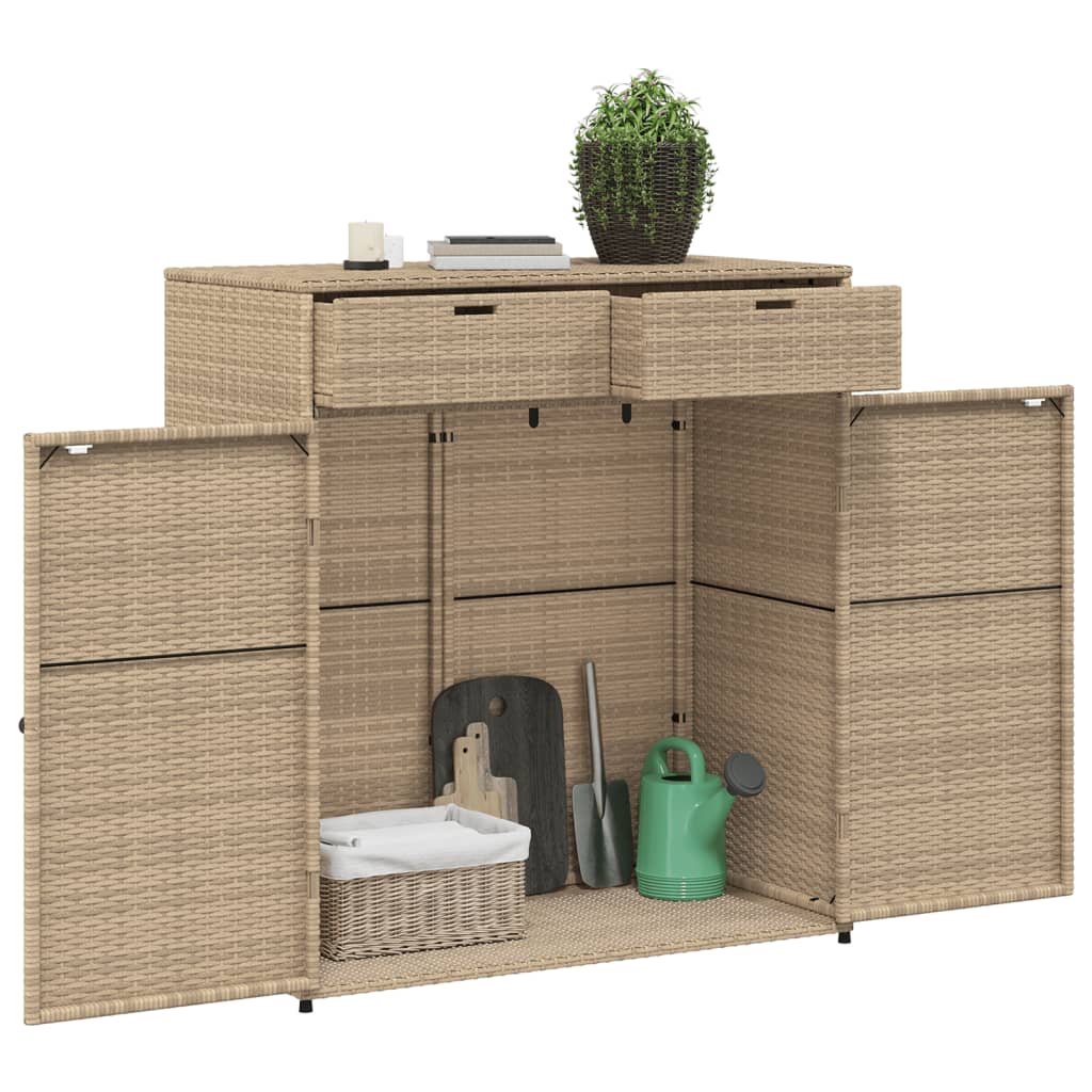 Tuinkast 105x55x113 cm poly rattan beige