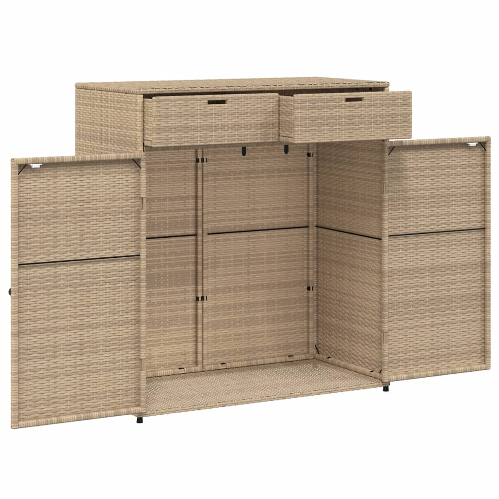 Tuinkast 105x55x113 cm poly rattan beige