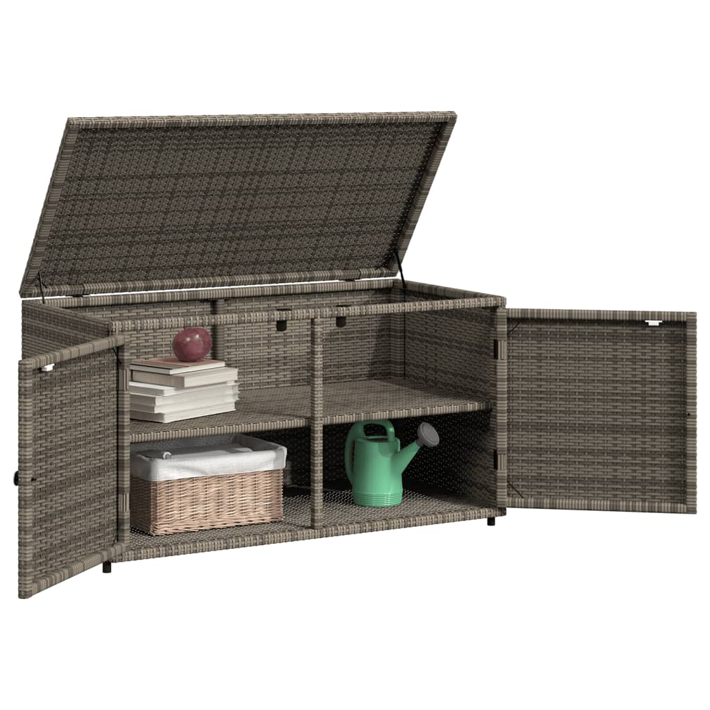 Tuinkast 110x55x60,5 cm poly rattan grijs