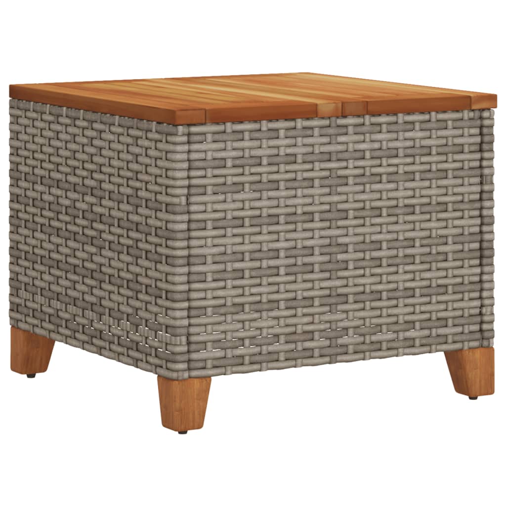 Tuintafel 45x45x37 cm poly rattan en acaciahout grijs