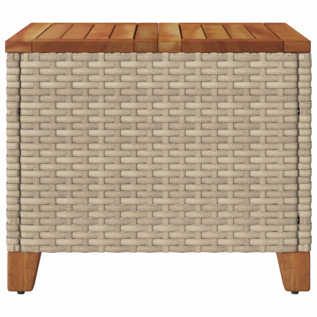 Tuintafel 45x45x37 cm poly rattan en acaciahout beige