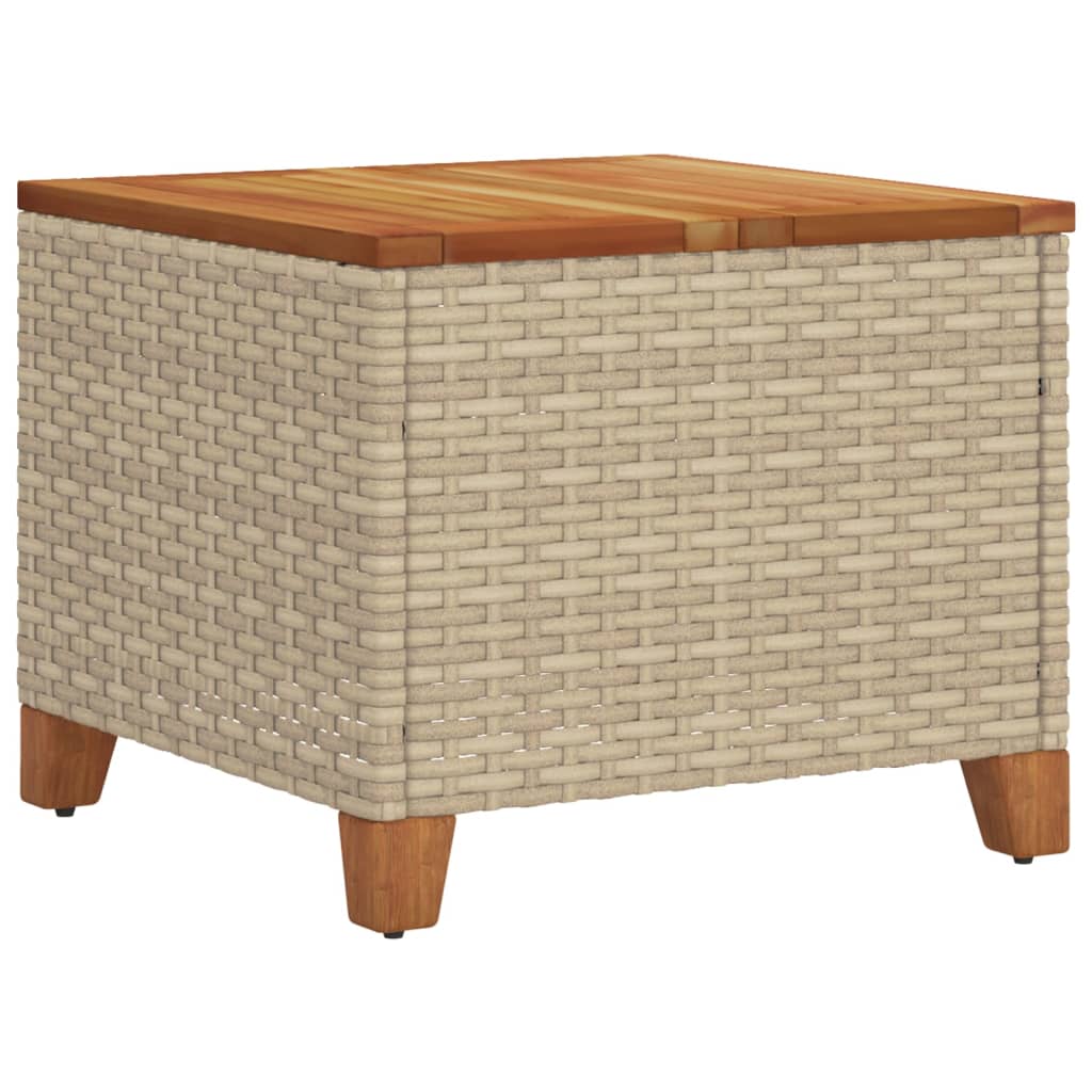 Tuintafel 45x45x37 cm poly rattan en acaciahout beige