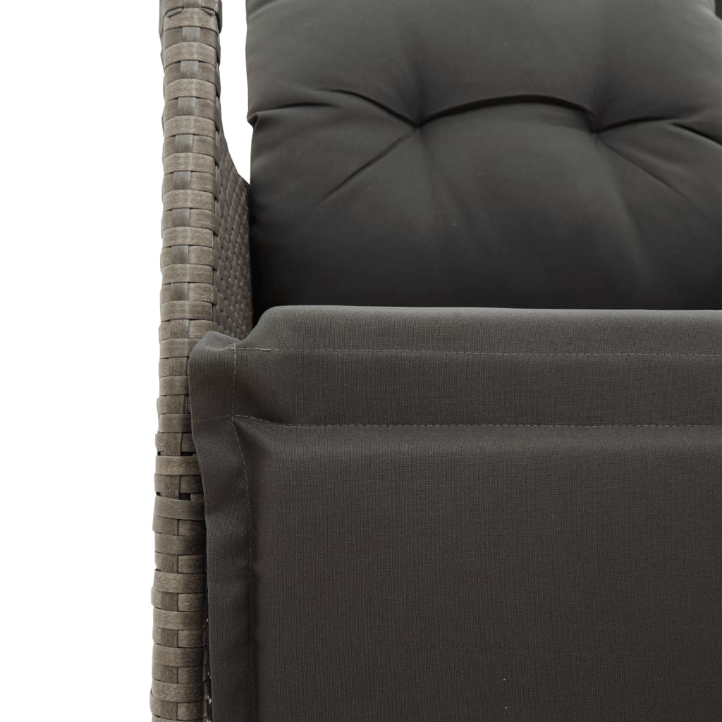 Tuinstoel verstelbaar met kussens poly rattan grijs