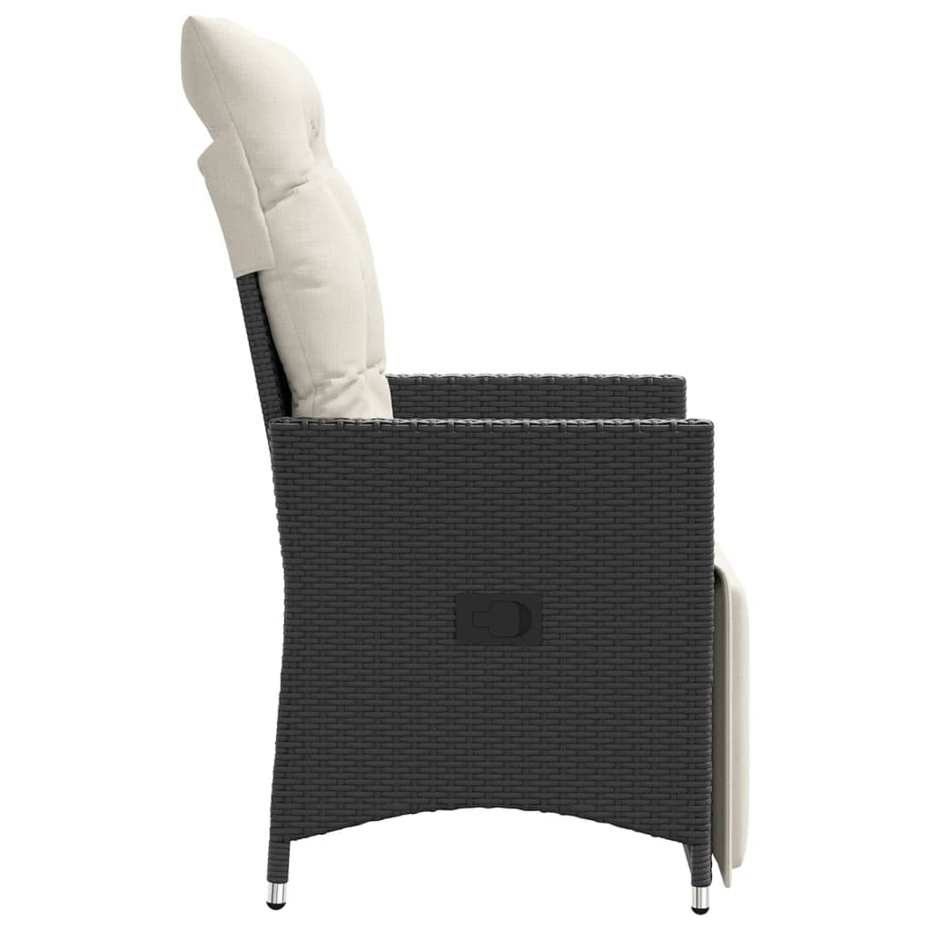 Tuinstoelen 2 st verstelbaar met kussens poly rattan zwart