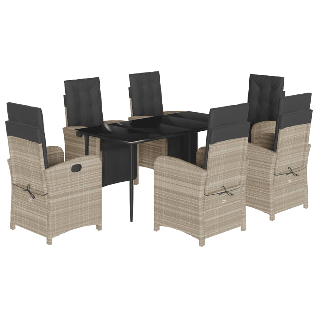 7-delige Tuinset met kussens poly rattan grijs