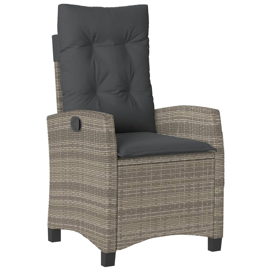 5-delige Tuinset met kussens poly rattan grijs