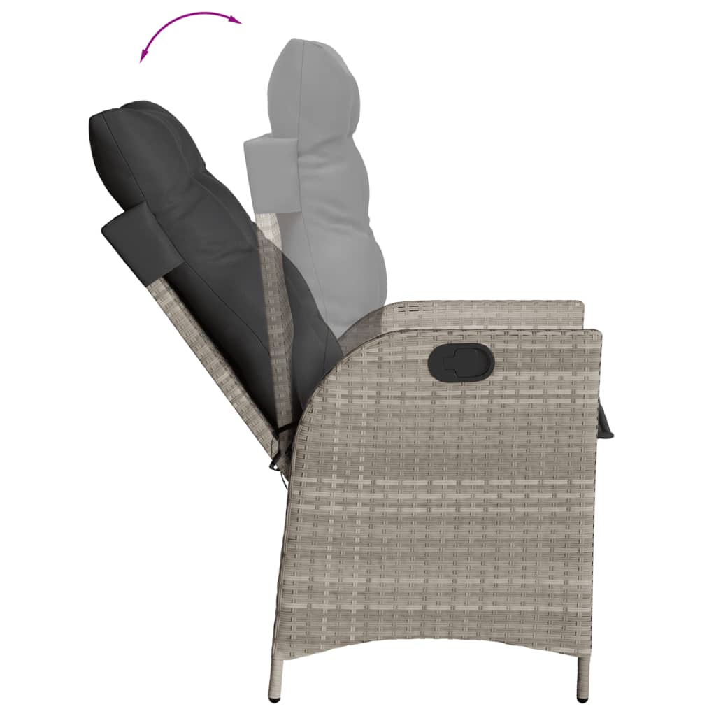 7-delige Tuinset met kussens poly rattan grijs
