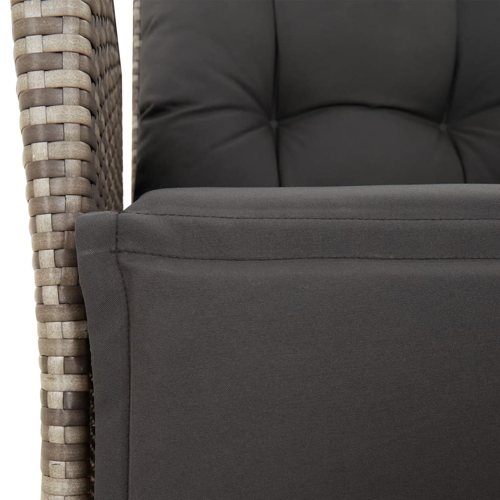 5-delige Tuinset met kussens poly rattan grijs