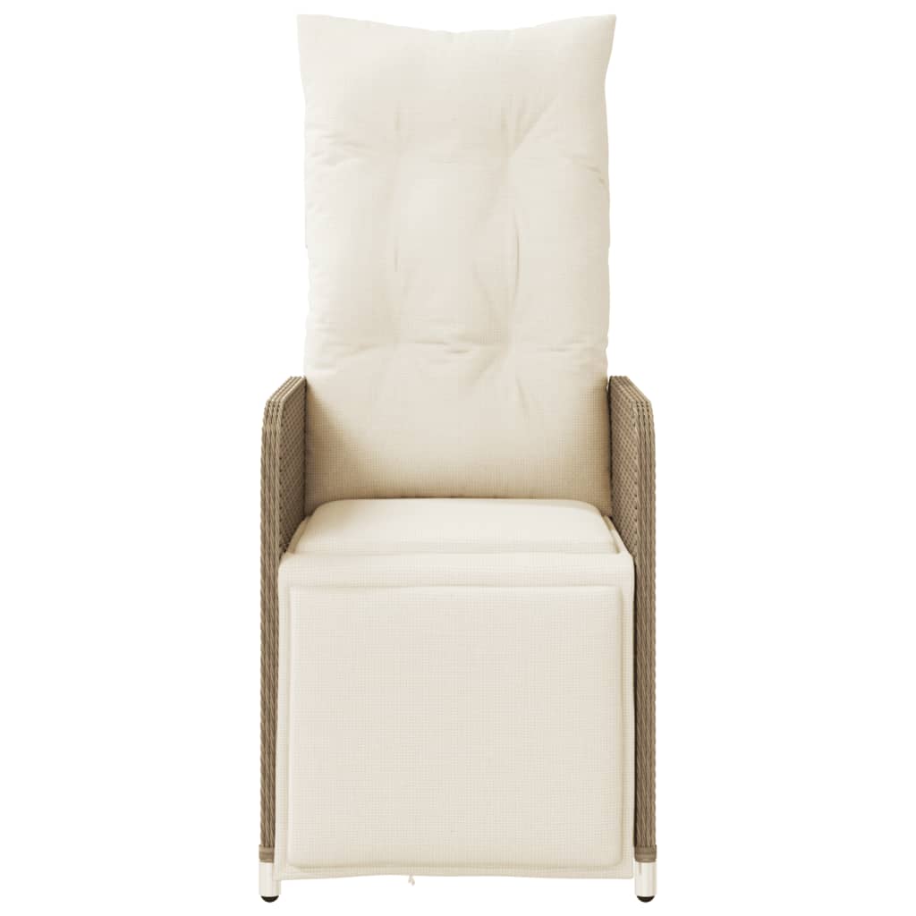 Tuinstoel verstelbaar met kussens poly rattan beige