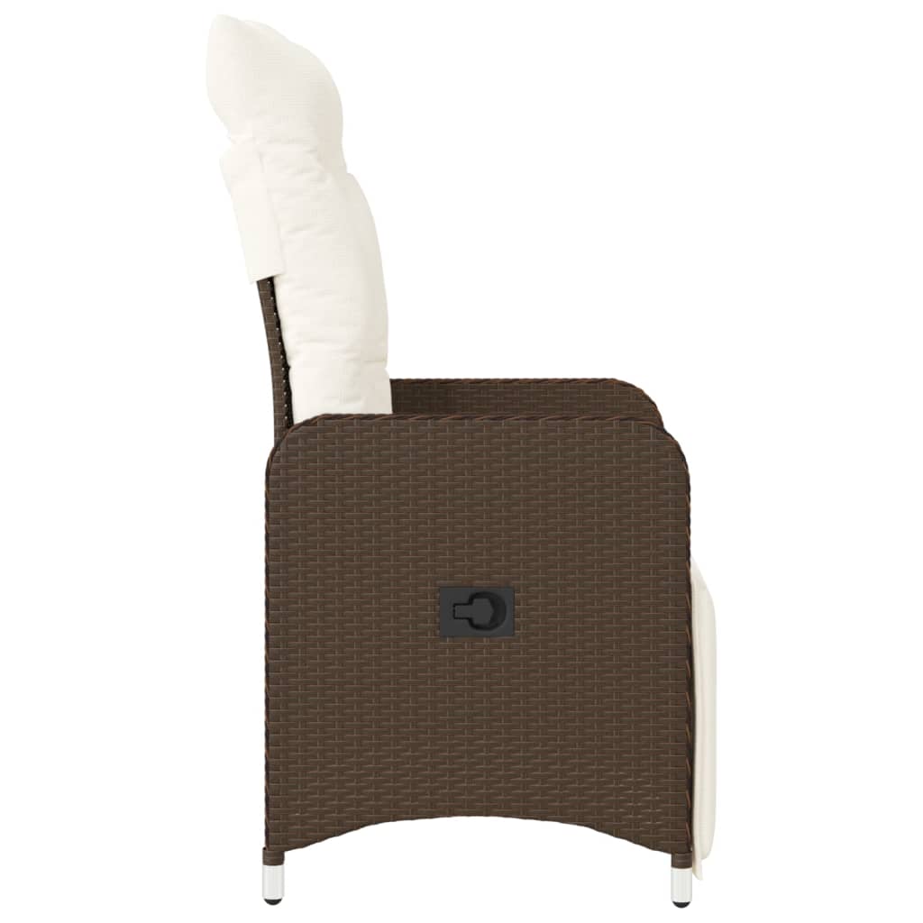 Tuinstoelen 2 st verstelbaar met kussens poly rattan bruin