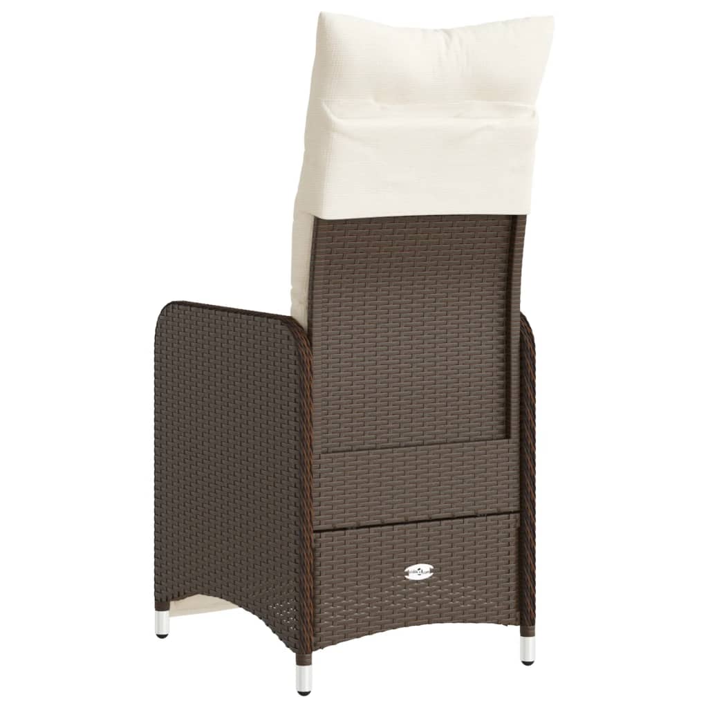 Tuinstoelen 2 st verstelbaar met kussens poly rattan bruin